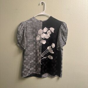 Lloyd Williams Puff Sleeve Blouse Size 8 Black/White